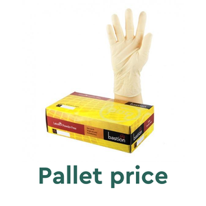 Bastion Latex Powderfree Gloves LARGE - PALLET 50 Cartons - UniPak